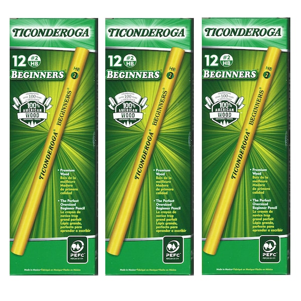 Ticonderoga Beginners® Pencils without Eraser, PK36 13080 Zoro